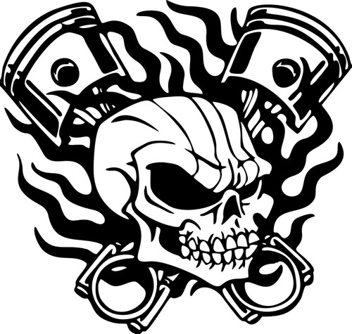 Skull Skeleton Piston Racing Flame Car Truck Window Laptop Vinyl Decal Sticker