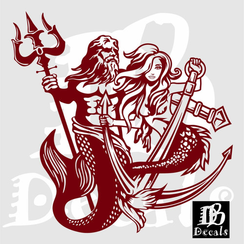 Mermaid Girl Poseidon Neptune Aqua Man Car Boat Truck Window Vinyl Decal Sticker