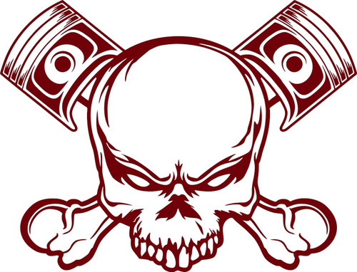 Skull Skeleton Piston Racing Bone Car Truck Window Laptop Vinyl Decal Sticker