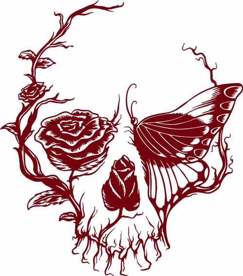 Skull Butterfly Rose Flower Car Truck Window Vinyl Decal Sticker