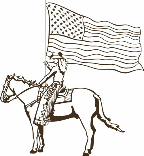 Cowgirl Barrel Racer Horse American Flag Car Truck Window Vinyl Decal Sticker