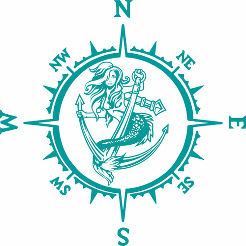 Mermaid Compass Anchor Vinyl Decal: Car, Truck, Laptop Sticker Mermaid Compass Anchor Vinyl Decal: Car, Truck, Laptop Sticker