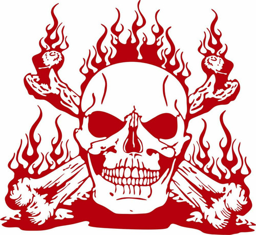 Skull Flames Cross Bones Zombie Car Truck Window Laptop Vinyl Decal Sticker red