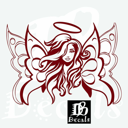 Sexy Girl Lady Fairy Butterfly Wings Car Boat Truck Window Vinyl Decal Sticker  Red