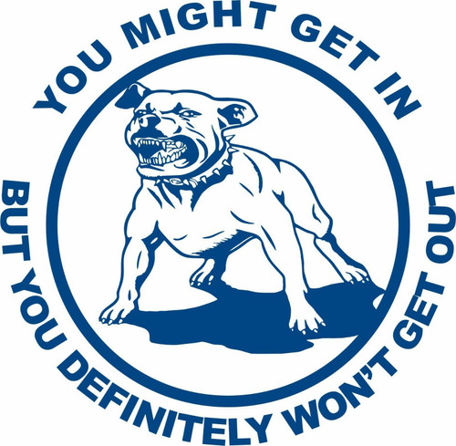 Pit Bull Watch Attack Dog Home Protection Car Truck Window Vinyl Decal Sticker Blue