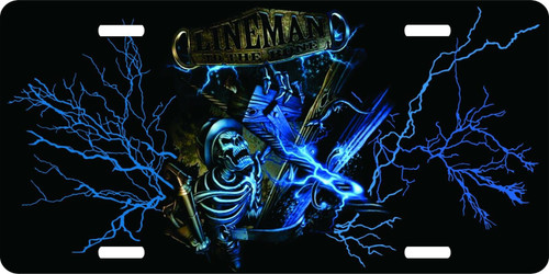 Lineman Journeyman Linemen Skeleton Electrician License Plate Car Truck Tag