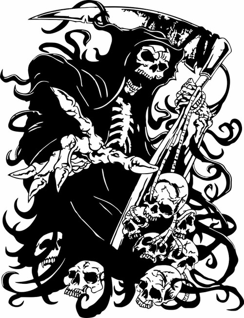 Grim Reaper Skull Bone Scythe Skeleton Car Truck Window Vinyl Decal Sticker