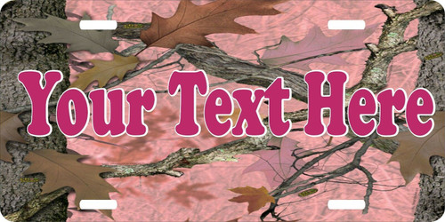 Custom Name Text Pink Camo Girl Hunting Hunter License Plate Car Truck Tag  Red