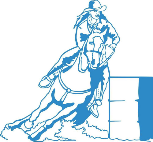 Cowgirl Barrel Race Horse Rodeo Car Truck Window Laptop Vinyl Decal Sticker Blue