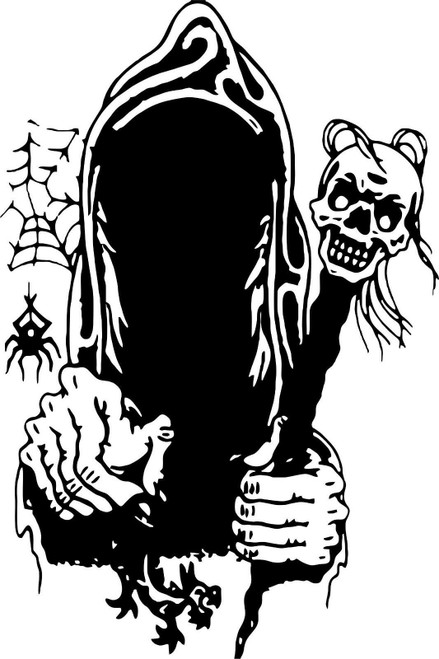 Grim Reaper Skull Monster Car Boat Truck Window Laptop Vinyl Decal Sticker Black