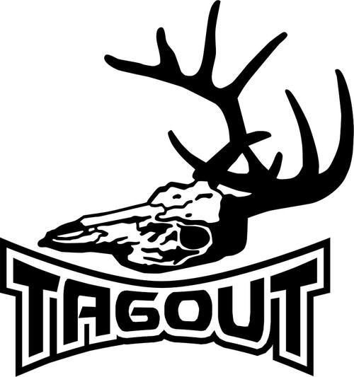 Tagout Deer Bow Gun Hunting Skull Car truck Window Vinyl Decal Sticker Black