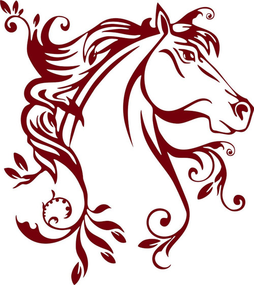 Horse Flowers Tribal Rodeo Cowgirl Western Car Truck Window Vinyl Decal Sticker Red