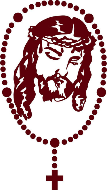Jesus Christ Rosary Beads Cross Lord Car Truck Window Laptop Vinyl Decal Sticker Red