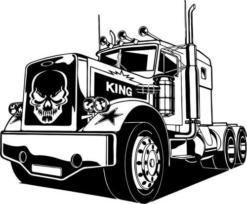 Skull 18 Wheeler Semi Big Rig Car Diesel Truck Driver Window Vinyl Decal Sticker Black