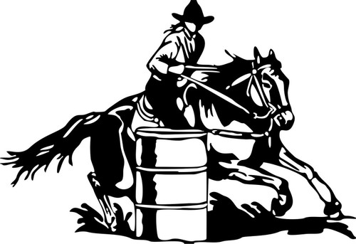 Barrel Racing Cowgirl Girl Rodeo Horse Car Truck Window Wall Vinyl Decal Sticker Black