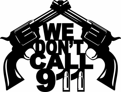 Warning Gun Protection 2nd Amendment 911 Truck Car Window Vinyl Decal Sticker Black