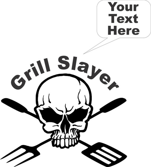 BBQ Grill Cooking Skull Custom Text Car Truck Window Laptop Vinyl Decal Sticker Black BBQ Grill Cooking Skull Custom Text Car Truck Window Laptop Vinyl Decal Sticker Black