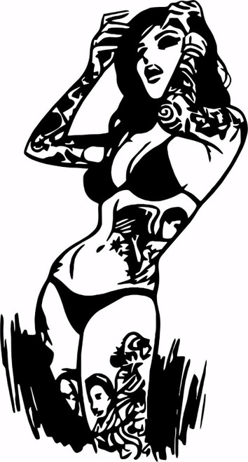 Sexy Girl Tattoo Lady Woman Laptop Car Truck Window Vinyl Decal Sticker Black
