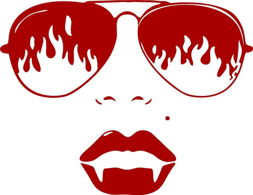 Girl Woman Vampire Sunglasses Lips Car Truck Window Laptop Vinyl Decal Sticker Red