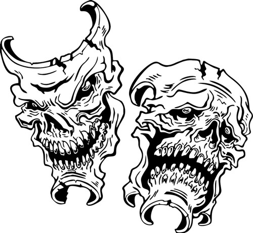 Happy Sad Evil Face Skull Joker Car Boat Truck Laptop Window Vinyl Decal Sticker Black And White