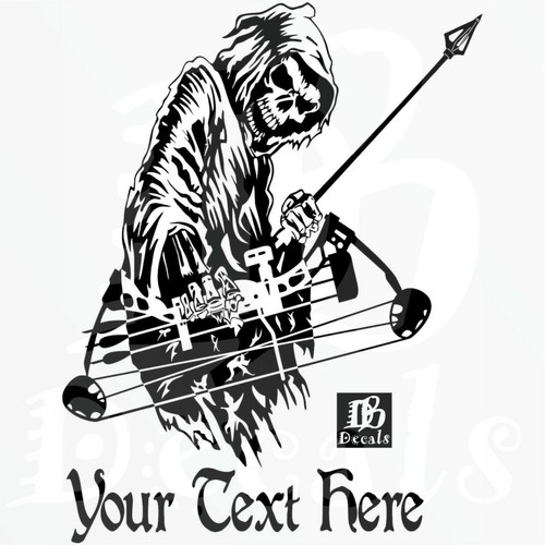 Custom Grim Reaper Bow Archery Hunting Deer Car Truck Window Vinyl Decal Sticker Black