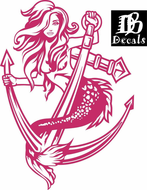 Sexy Mermaid Girl Lady Anchor Fantasy Car Boat Truck Window Vinyl Decal Sticker Red