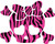 Girl Skull Crossbones 3 Zebra Print Car Truck Window Laptop Vinyl Decal Sticker Red