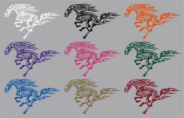 Horse Tribal Fire Flame Skeleton Car Truck Window Laptop Vinyl Decal Sticker Multi-Color