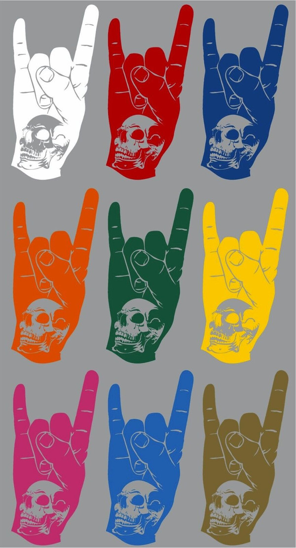 Skull Hand Horns Rock N Roll Heavy Metal Window Laptop Vinyl Decal Sticker