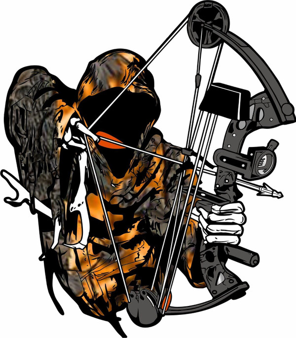 Hunting Deer Bow Reaper Arrow Camo Text Car Truck Window Vinyl Decal Sticker