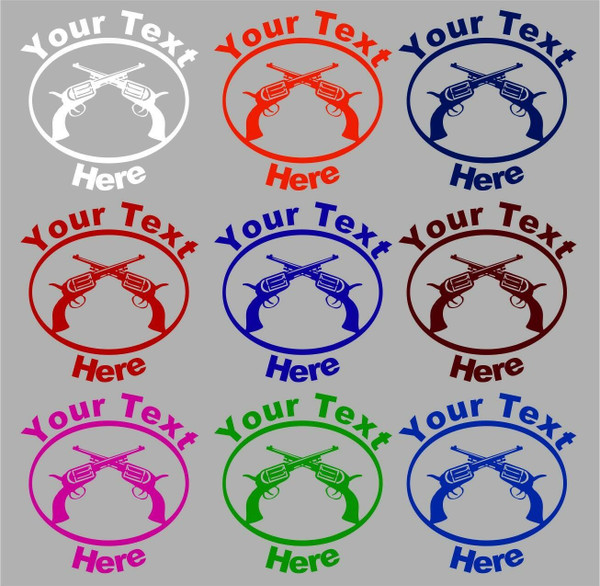Custom Text Gun Name Rodeo Western Car Truck Window Laptop Vinyl Decal Sticker Multi-Color