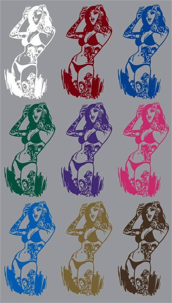 Sexy Girl Tattoo Lady Woman Laptop Car Truck Window Vinyl Decal Sticker Multi-Color