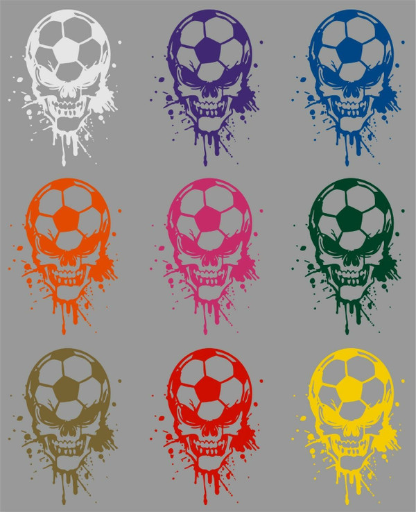 Soccer Skull Sports Game Football Car Truck Window Laptop Vinyl Decal Sticker Muti-Color