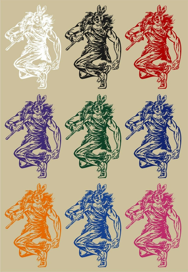 Native American Indian Warrior Dance Truck Window Vinyl Decal Sticker Multi-Color