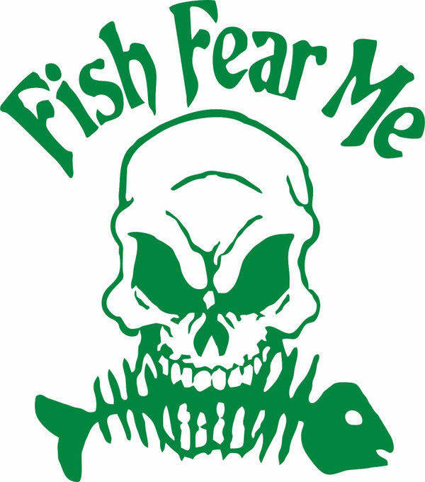 Fish Fear Me Skull Bone Fish Skeleton Car Boat Truck Window Vinyl Decal Sticker