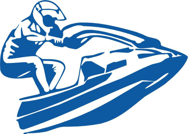 Jet Ski Sea Doo Wave Runner Water Boat Car Window Laptop Vinyl Decal Sticker Blue
