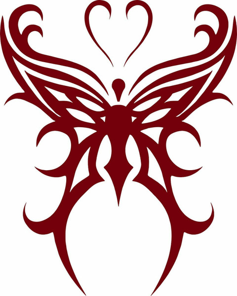 Butterfly Tribal Heart Truck Car Tattoo Window Laptop Vinyl Decal Sticker Red