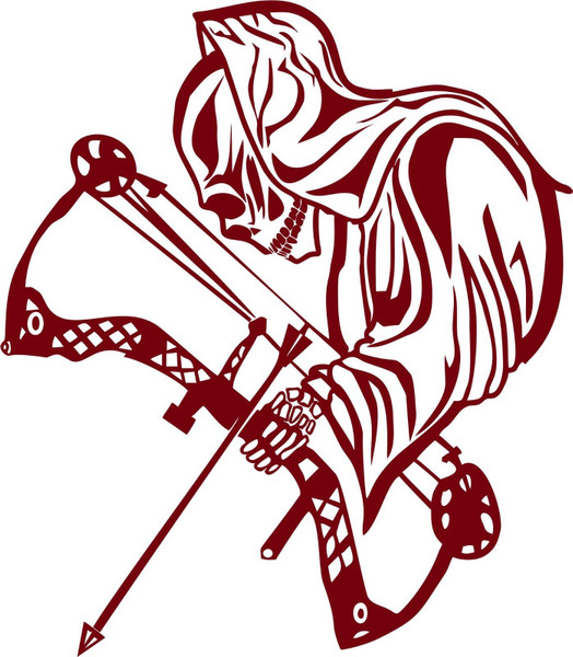 Archery Grim Reaper Bow Arrow Hunting Hunter Window Laptop Vinyl Decal Sticker