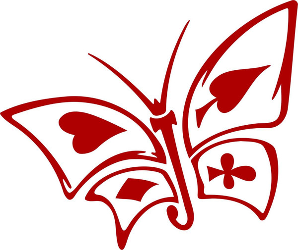 Butterfly Cards Heart Club Diamond Spades Truck Car Window Vinyl Decal Sticker