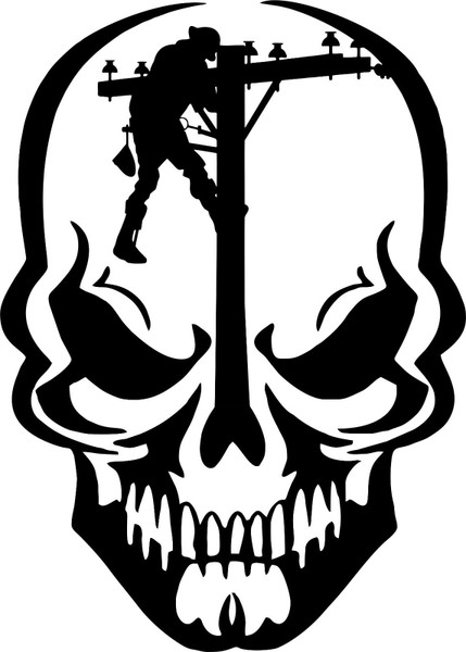 Skull Lineman Electrician Journeyman Car Truck Window Laptop Vinyl Decal Sticker