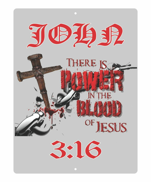 Christian Lord GOD Cross Power In The Blood Jesus Christ Yeshua Wall Sign Plaque