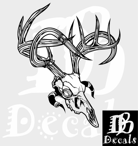 Deer Skull Hunting Antlers Bone Car Tribal Truck Window Vinyl Decal Sticker