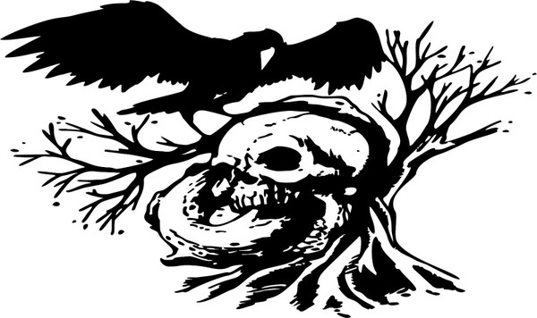 Skull Raven Crow Bird ScaryTree Spooky Car Truck Window Vinyl Decal