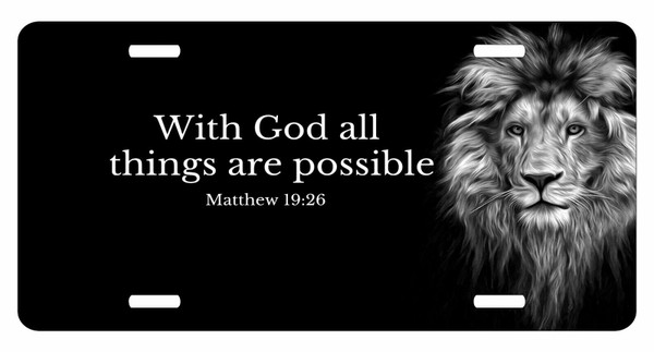 God Savior Lord Jesus Christ Christian Lion License Plate Car Truck Tag