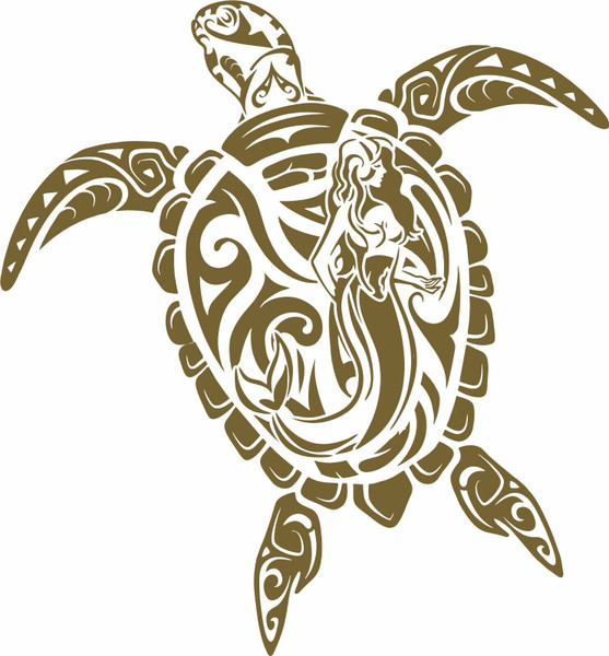 Tribal Mermaid Turtle Ocean Sexy Girl Car Window Vinyl Decal Sticker