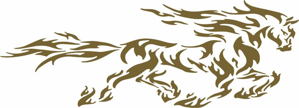 Tribal Flame Horse Rodeo Cowboy Cowgirl Window Gold Chrome Vinyl Decal Sticker
