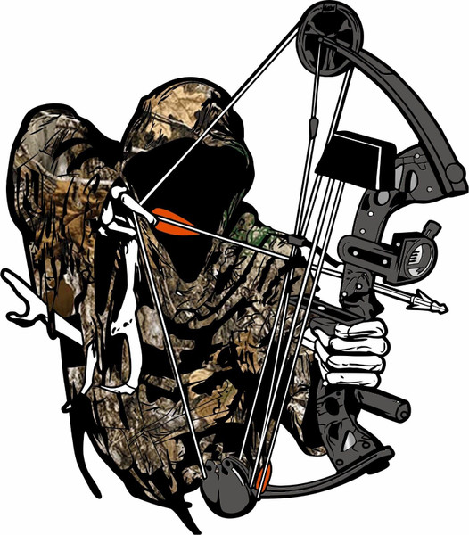 Hunting Deer Bow Reaper Arrow Camo Text Car Truck Window Vinyl Decal Sticker