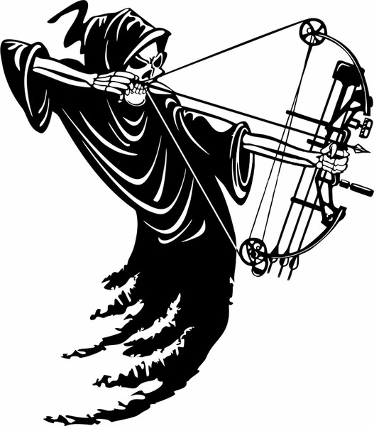 Grim Reaper Bow Hunter Arrow Hunting Car Truck Window Vinyl Decal Sticker