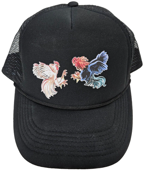 Fighting Roosters Chickens Cockfight Spurs Trucker Hat Snapback Baseball Cap