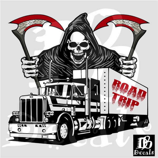 Grim Reaper 18 Wheeler Semi Big Rig Diesel Truck Window Vinyl Decal Sticker